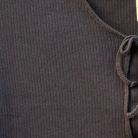 NWTS Madewell Ribbed Black Tie Bow Short Sleeve - Picture 5 of 14